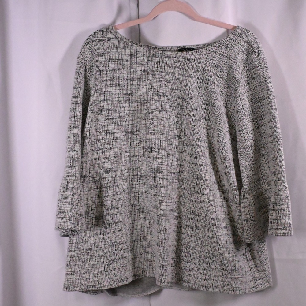 Talbots Women's 3XP Gray Textured Bell Sleeve Tunic Top